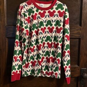 Hanna Andersson Red Green White Mickey Disney Long John PJ Top Men’s Large